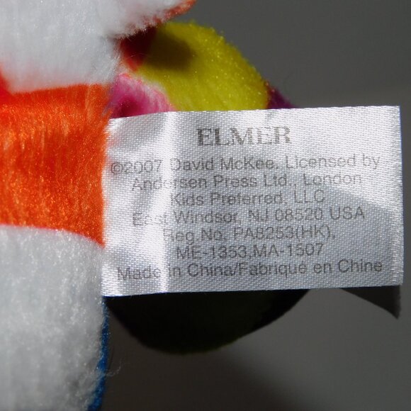 Kids Preferred 2007 David McKee ELMER the PATCHWORK ELEPHANT Plush 8.5" Stuffed - Picture 5 of 6